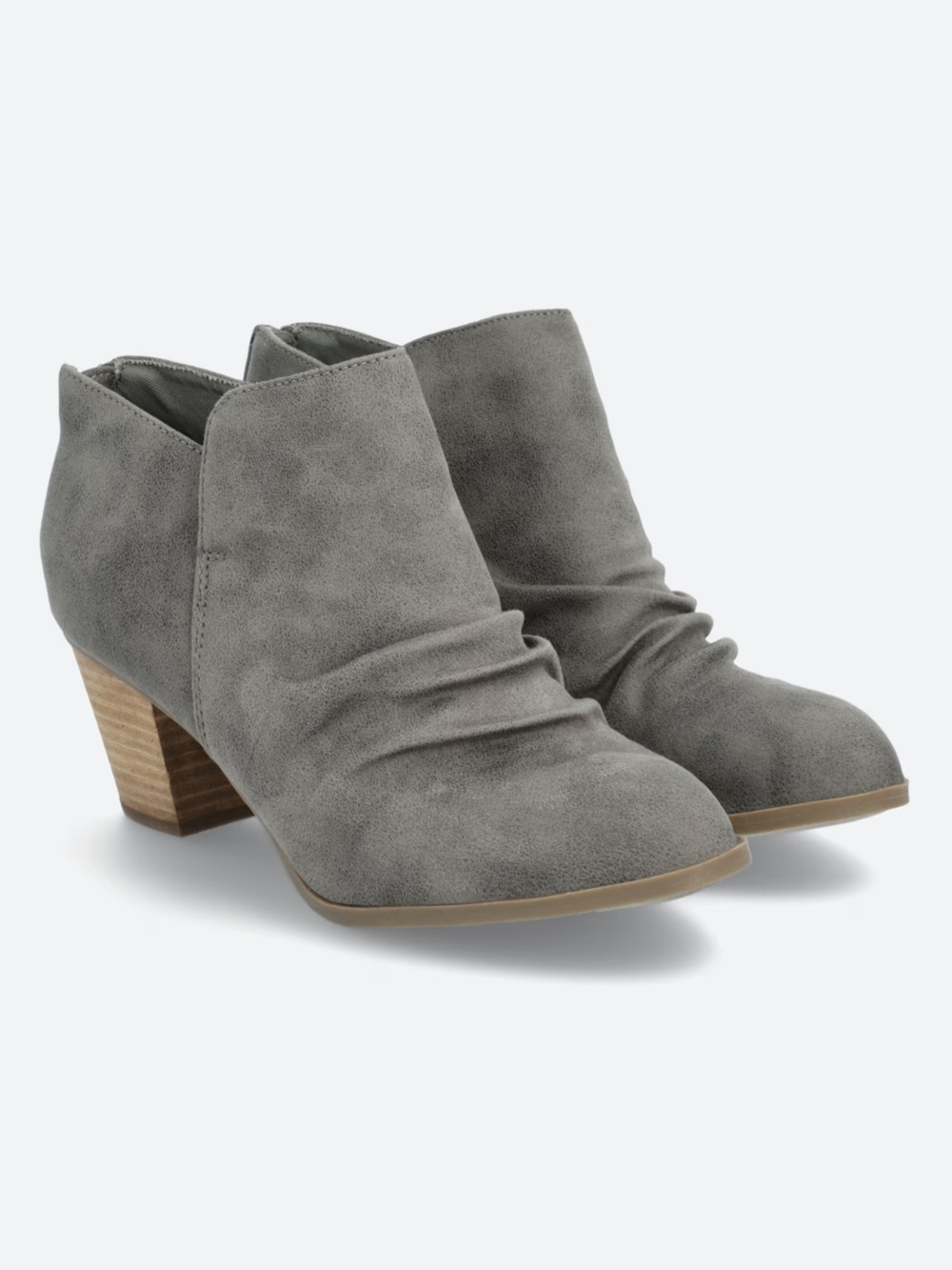 Report Grey Suede Ankle Booties with Stacked Wood Heel- Very Good Condition